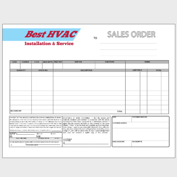 HVAC Order Form